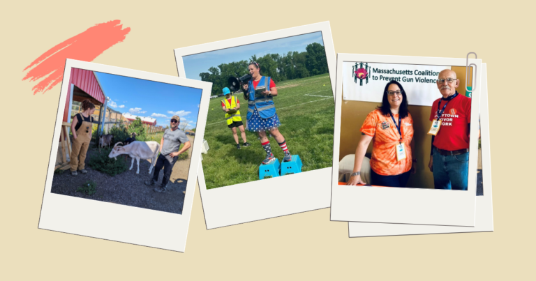 Three polaroids of Concord Direct team members volunteering at local events.